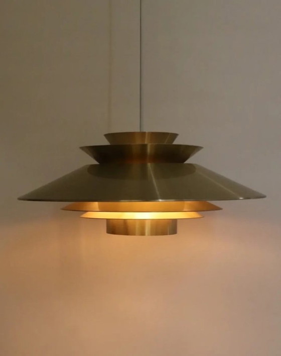 Image 1 of Vintage Danish brass pendant lamp bowl lamp retro