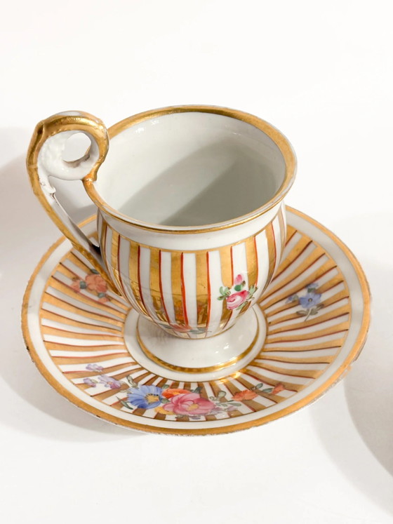 Pair of Hand-painted Dresden Porcelain Demitasse Cups, 1950s, Crockery, Rococo (photo 2 of 14)