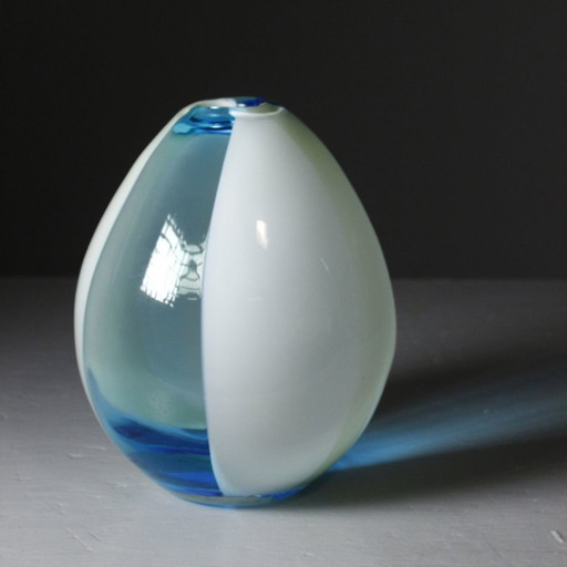 Vintage zweifarbige mundgeblasene Vase Murano 20. Jahrhundert