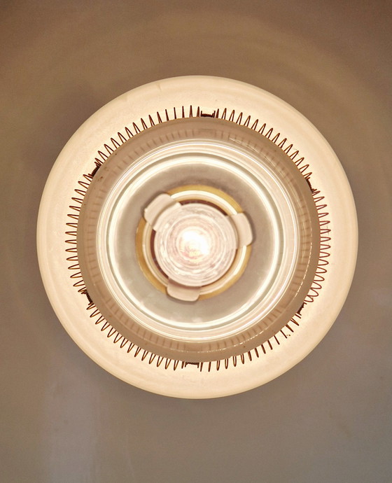 Image 1 of Lampada a sospensione vintage - Ca. 1950 - ottone - vetro rivestito - Italia