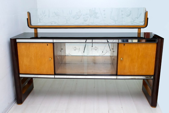 Image 1 of Osvaldo Borsani Mid-Century Modern Italian Walnut and Maple Sideboard, 1950s