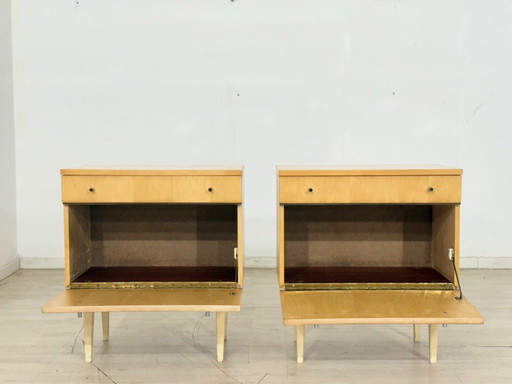 2x comodini Mid-Century, comodini, tavolini laterali, vintage
