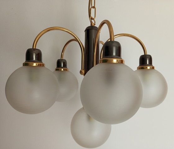 Image 1 of Preciosa lámpara de araña Orion Molecz (Austria) con 6 brazos de los años 90