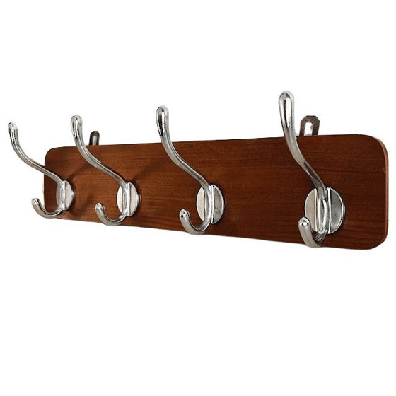 Image 1 of Porte-manteau vintage danois en teck chromé, années 1960