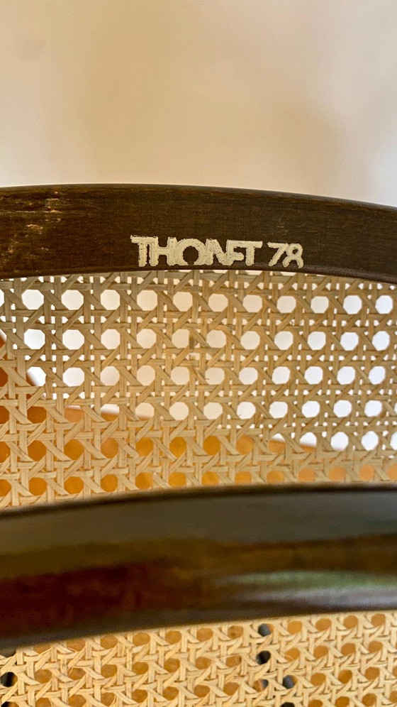 Unique THONET XL set: 10x vintage Thonet 'Long John' chairs + optional extendable dining table (photo 3 of 13)