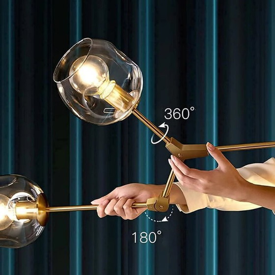 Image 1 of Verstellbarer Sky-Kronleuchter in Gold mit 8 Glaskugeln