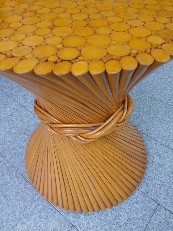 Image 1 of Rattan Bamboo Vintage McGuire table leg