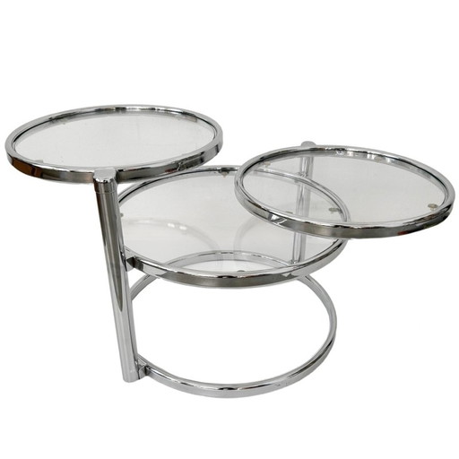 Space age chrome swivel coffee table Milo Baughman style