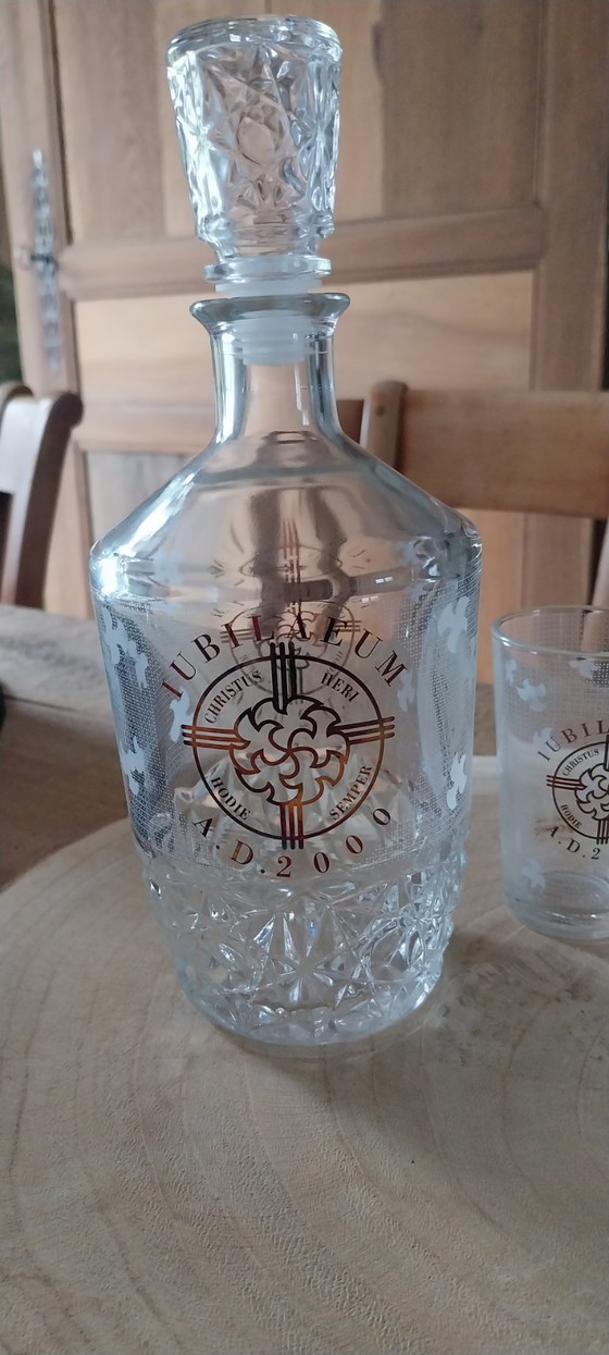 Image 1 of Servizio caraffa e 6 bicchieri di CERVE JUBILAEUM AD 2000 Christus Made in Italy