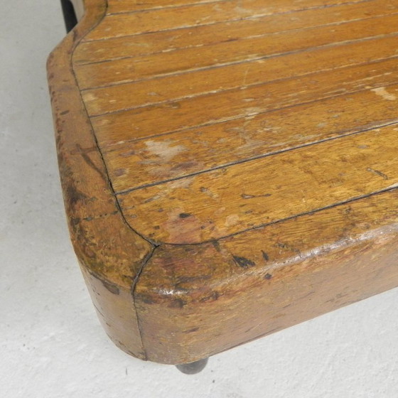 Image 1 of Double-sided teak train bench, 1930s