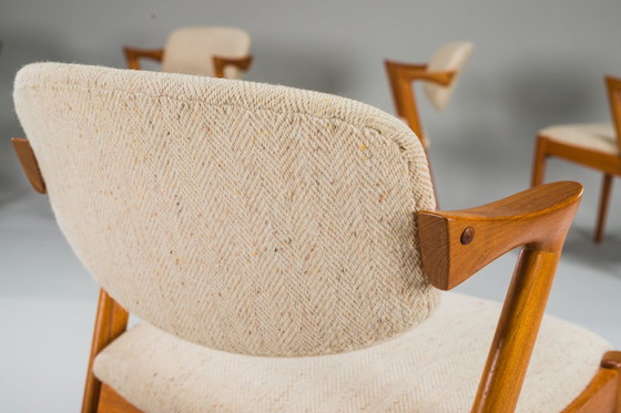 Image 1 of Esszimmerstühle Modell 42 aus Teakholz und Wolle, Kai Kristiansen für Schou Andersen, 1960er Jahre, 6-teilig