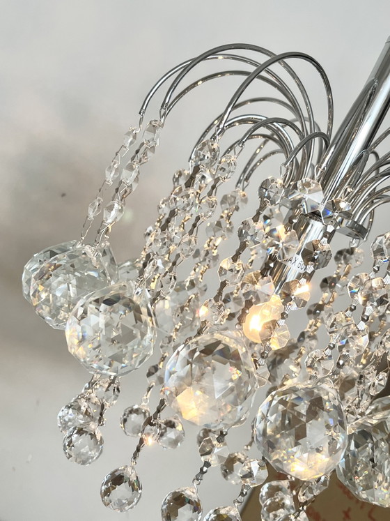 Image 1 of Set van 2 gemerkte SWAROVSKI STRASS kroonluchters hanglampen chrome vintage 