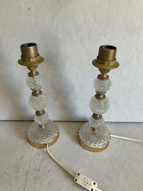 Image 1 of Palme & Walter / Lampada da tavolo in cristallo di metà secolo Palwa