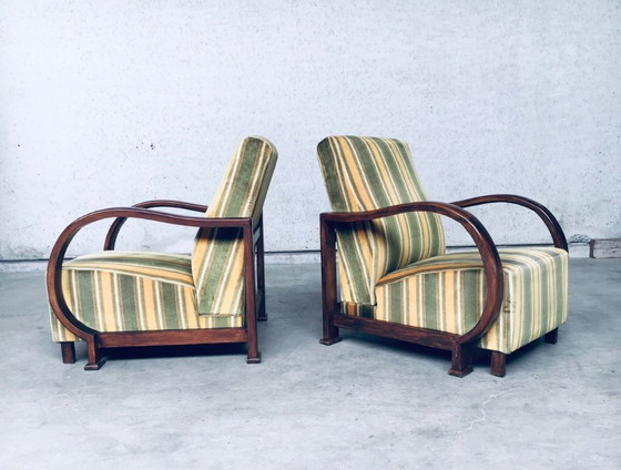 Image 1 of Art Deco Reclining Bentwood Armchair Lounge Chair Set 1930's