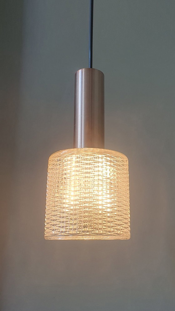 Image 1 of Lampada a sospensione vintage Philips in vetro stile Mid Century - color ottone