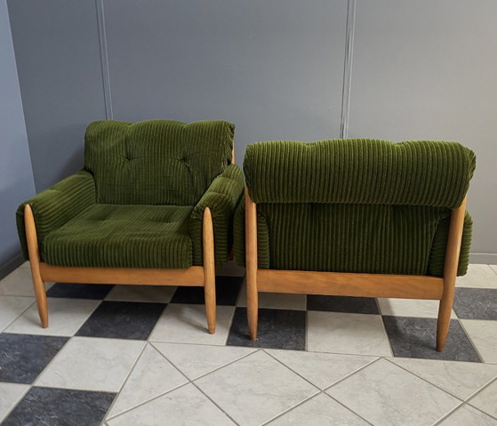 Image 1 of Set van 2 groene relaxstoelen uit de jaren 60