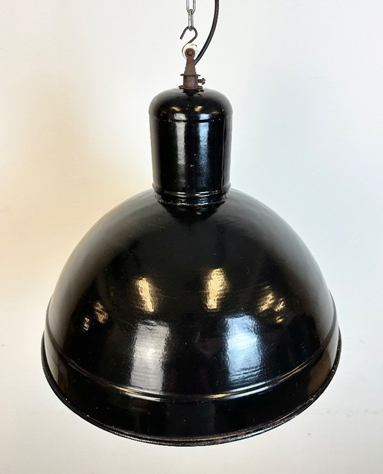 Image 1 of Industrial Black Enamel Factory Pendant Lamp, 1950s