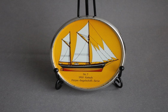 Image 1 of Maritime metal coasters for glasses No. 1 to 8 Pittjes sailing ship series