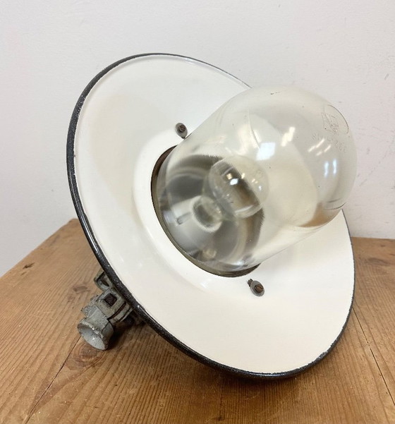 Image 1 of Grey Cast Aluminium Explosion Proof Lamp with Enameled Shade, 1970s