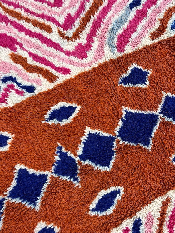 Image 1 of Kleurrijk Marokkaans Mrirt Wollen Vloerkleed 230x260 cm - Handgeweven Berber Tapijt, Levendig Geometrisch Boho Decor