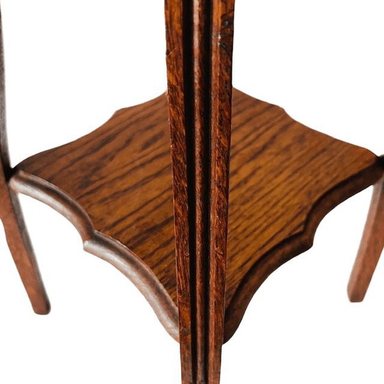 Image 1 of Antique Art Nouveau medium-height vintage plant table solid oak 1920s