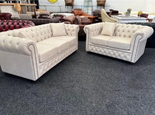 Chesterfield Brighton 3+2 Seater Soft Leather Yacht Beige