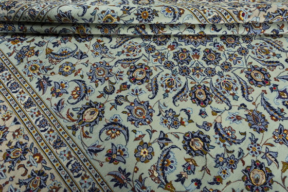 Image 1 of Kashan Kork - Verde pistacchio 412 x 298 cm - Tappeto orientale annodato a mano