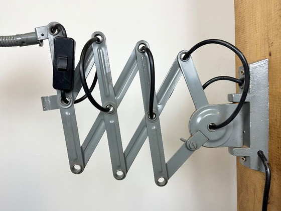 Image 1 of Grey Industrial Scissor Wall Lamp from Elektroinstala, 1960s