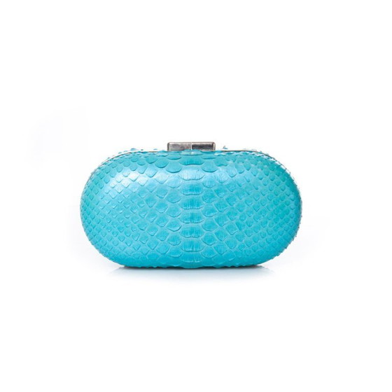 Image 1 of Maison Du Posh, Box-Clutch aus metallisch beschichtetem Pythonleder