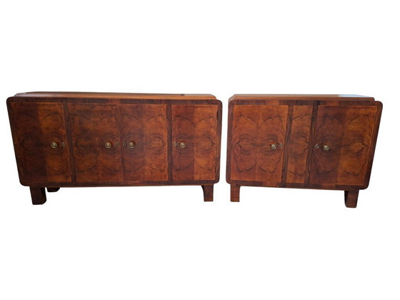 Image 1 of Exclusive pair of 1930s Art Deco sideboards in briar wood