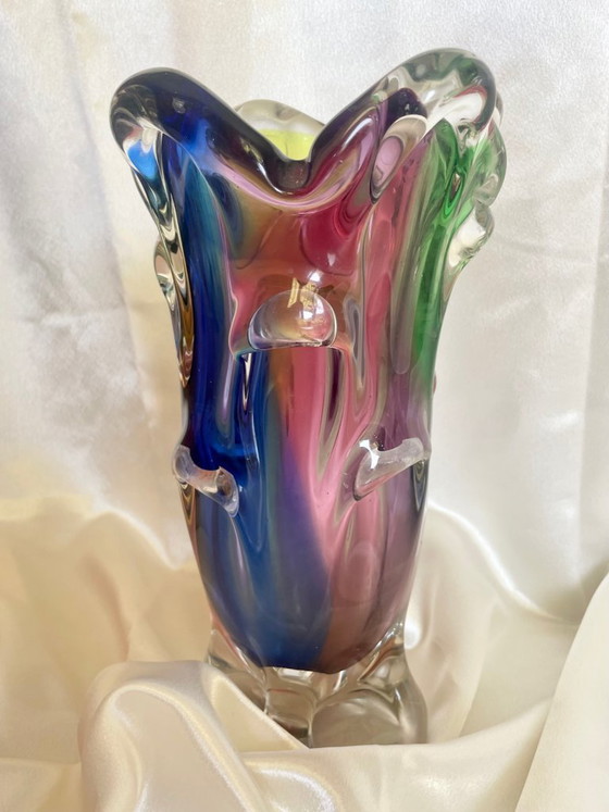 Image 1 of Élégant vase en verre soufflé à la bouche - Marinha Grande, Portugal