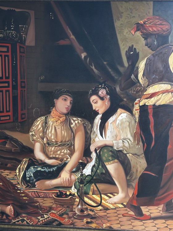 Image 1 of Monumental oil on canvas after Eugène Delacroix – Women of Algiers in their apartment