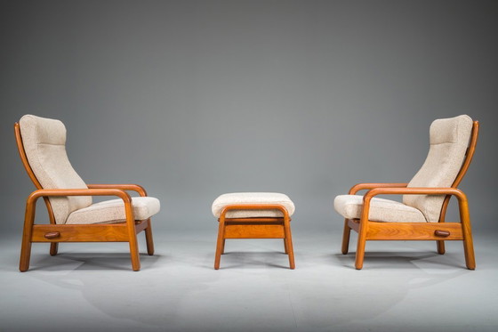 Image 1 of Sedie e ottomane danesi moderne di metà secolo in teak di HS Design, anni Sessanta, set di 3