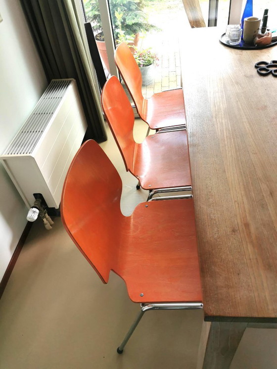 Image 1 of Set di 3 sedie KUSCH CO verde 3 arancione 1 giallo