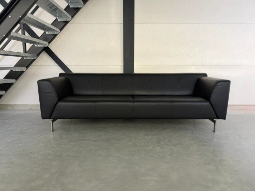 Rolf Benz 318 Linea – Pelle Nera – Condizioni Assolutamente Ottime – 3 5 zitsbanken, polished steel, Leather
