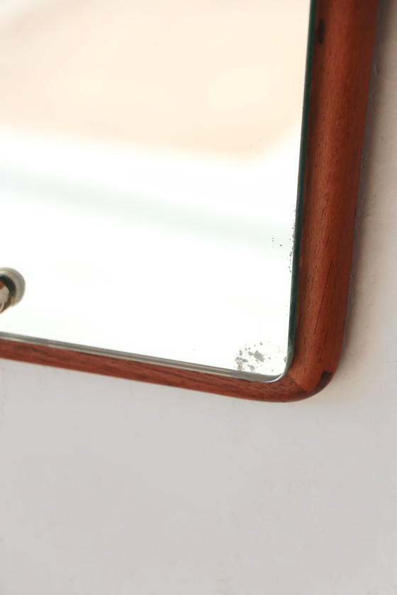 Image 1 of Vintage Teak Wall Mirror - Scandinavian Asymmetrical Design, 50s