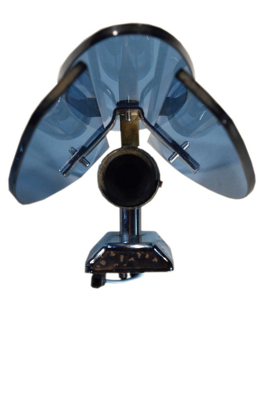 Blaue Wandleuchten, 11,5 cm breit x 22 cm hoch, Fontana Arte zugeschrieben, 1970 – wandlampen, Glass, Metal (photo 2 of 6)