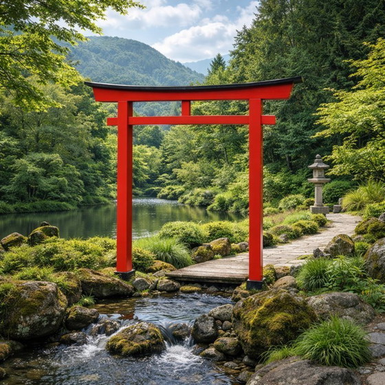 Image 1 of Japanse Torii Myōjin-poort, 248 × 238 cm, handgemaakt.