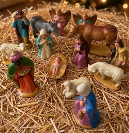 Figuras de Santons para Belén de Navidad vintage 1940-1960, 14 piezas