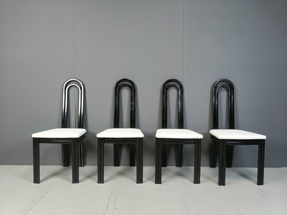 Image 1 of Ensemble de 4 chaises de salle à manger italiennes post-modernes, 1980S