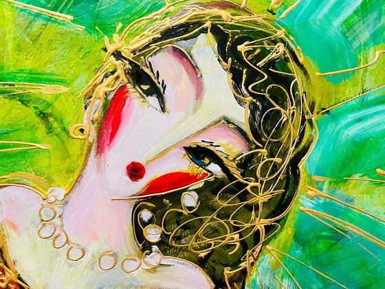 Image 1 of HRASARKOS - Paraguas verde - Lienzo del artista