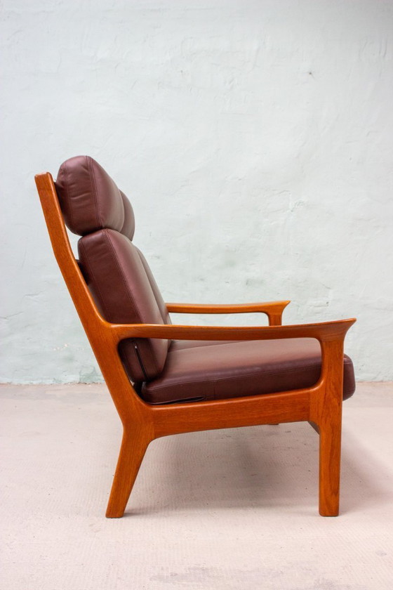 Image 1 of Canapé vintage en teck, style danois, Juul Kristensen, cuir, milieu du siècle