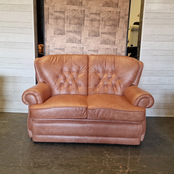 Image 1 of Ensemble canapé Chesterfield Haeck 2 places + 3 places - Cuir de boeuf vintage C1058