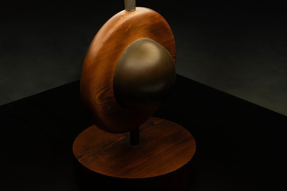 Image 1 of Rare lamp, wood and brass, 1960s, Made in Italy