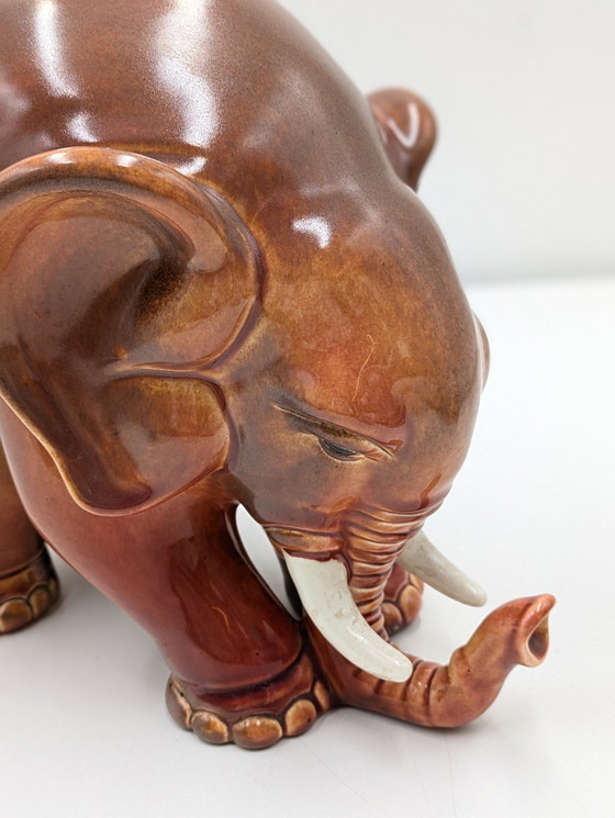 Image 1 of Richard Ginori, Giovanni Gariboldi - Statuette - Eléphant - Majolique