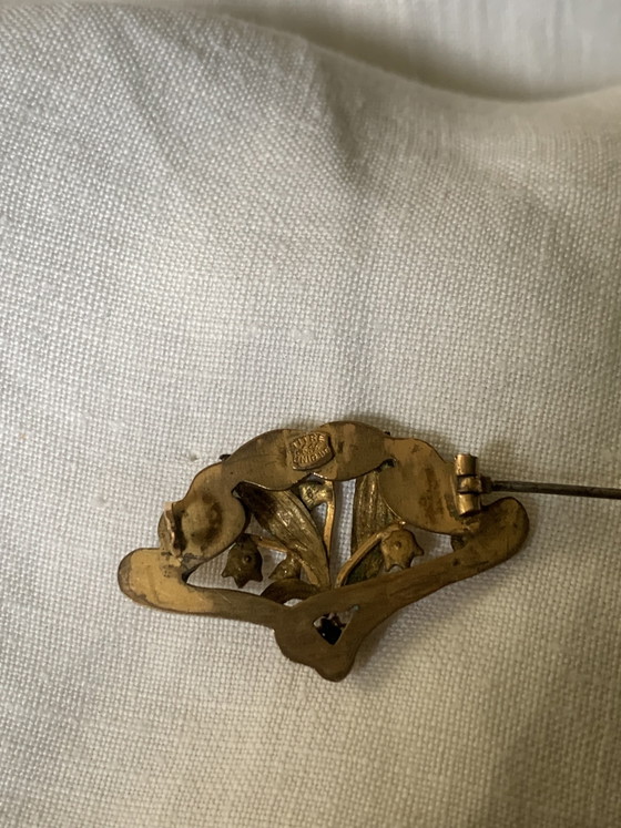 Broche Art Nouveau vers 1900 – Or « Titre Unique » – décor végétal aux perles fines – AF, Cadeaux, Metal (photo 12 of 14)