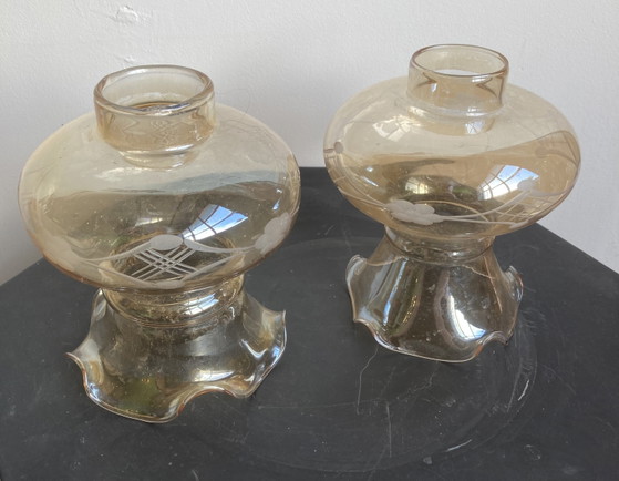 Image 1 of 6 vintage amberkleurige lampenkapjes