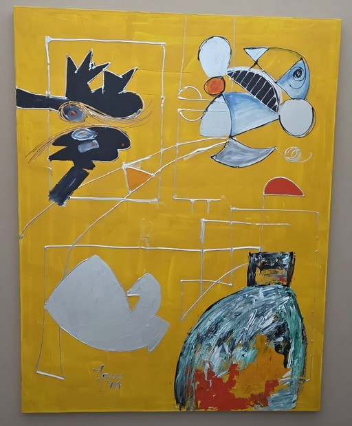 Origineel schilderij van Nederlandse kunstenaar Jonas 1964