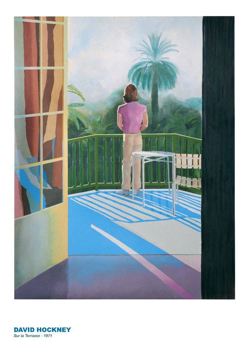 Op het terras - D. Hockney - 1966 - Poster 70 x 100 cm