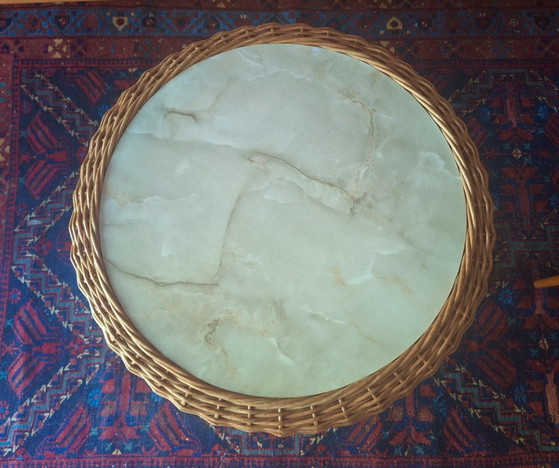 Circular Bamboo and Faux Marble Coffee or Wine Table, 1960s – Coffee tables (photo 6 of 7)